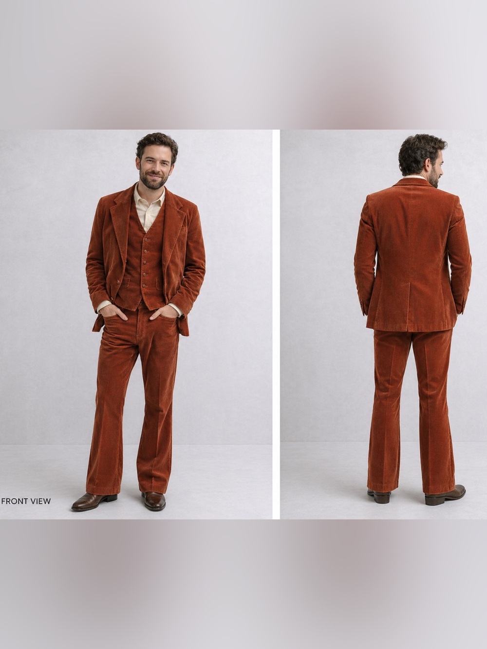 VTG 70’s Scotts Grey Ltd Rust Corduroy 3
Piece Suit, Size 44 Jacket & 37.5 Pants
